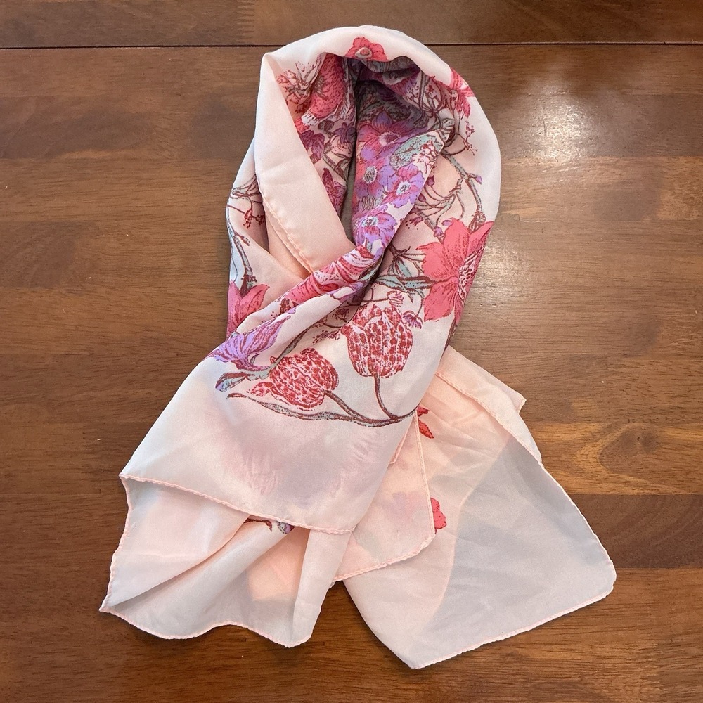 Vintage Glentex Scarf Made in Italy 100% Polyester Floral Red Blue Square